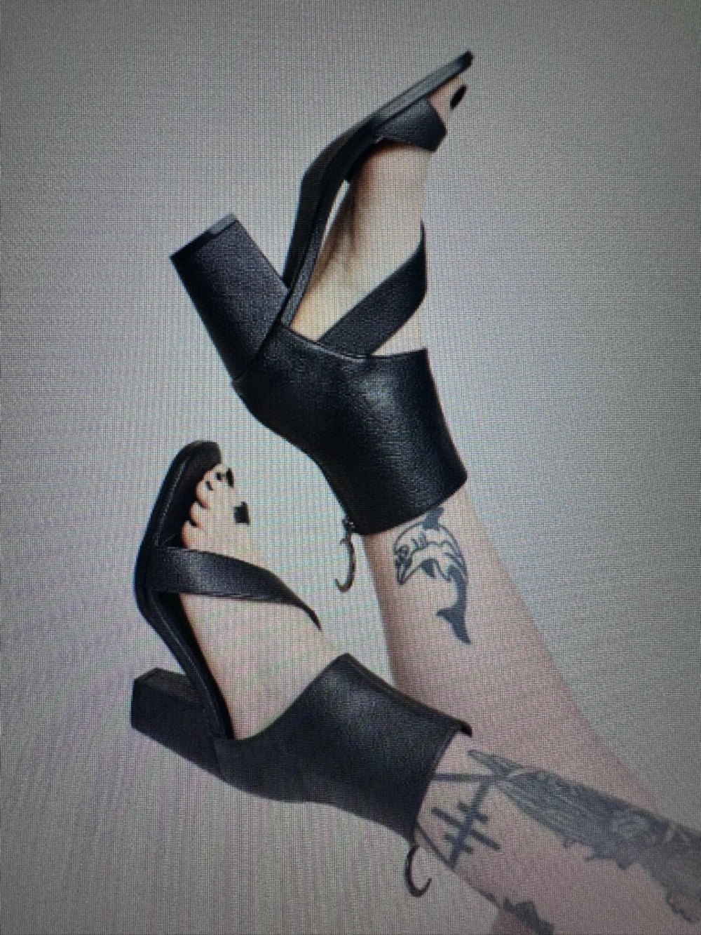 Midnight Hour Black Vegan Leather Open-Toe Block Heel Slingback Sandals Size 7
